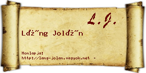 Láng Jolán névjegykártya