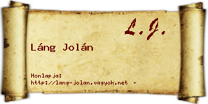 Láng Jolán névjegykártya